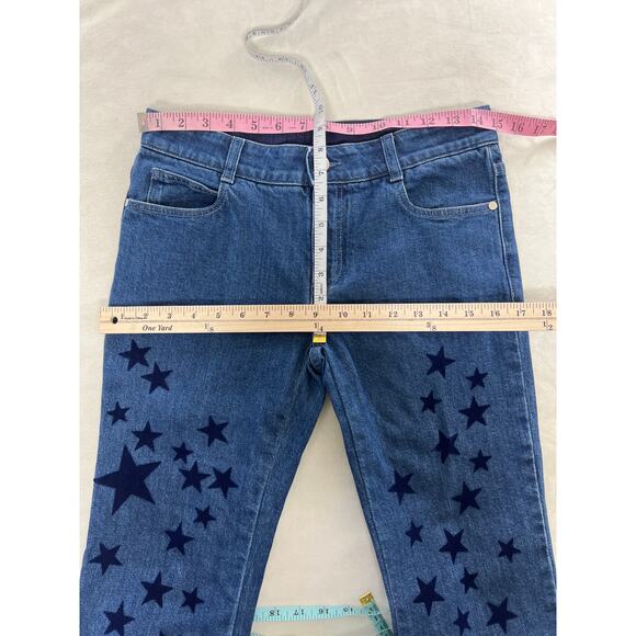 Stella McCartney Textured Scattered Star Denim Blue Flare Jean Y2k 27 / 4 - Picture 9 of 10